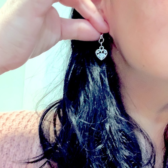 🆕Antique Silver“Key-2My-Heart”Charm Earring Lightweight Fishhook Hypoallergenic - Picture 5 of 14